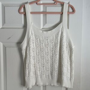 White Knit Tank Top - Women's Sleeveless Sweater
